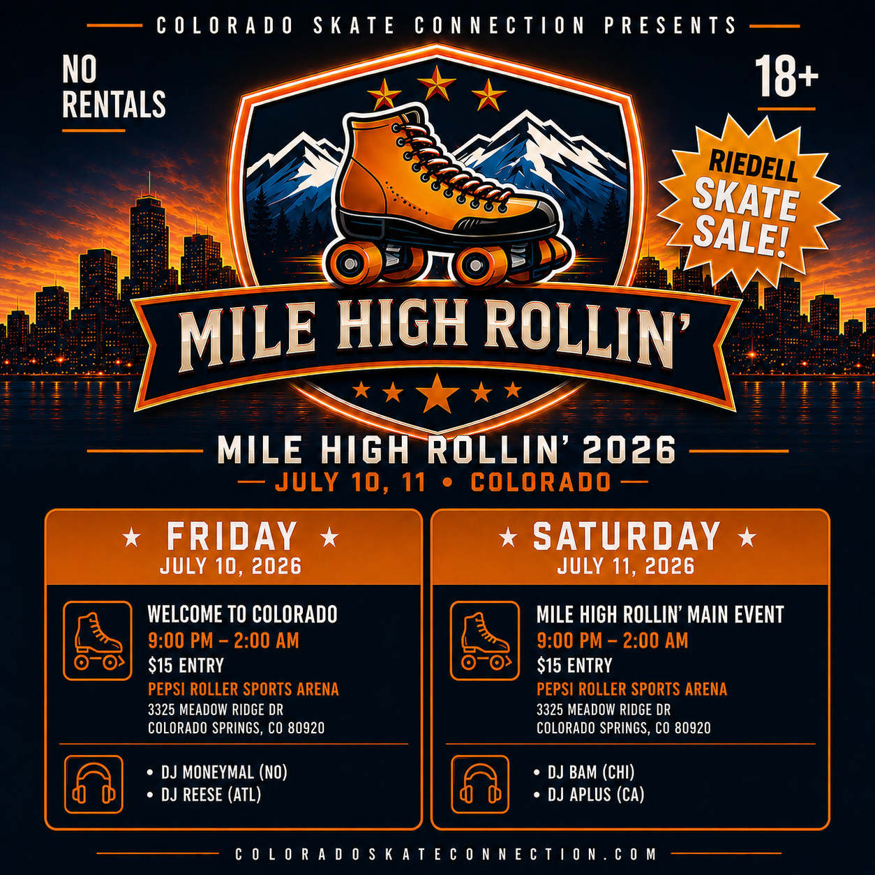 Mile High Rollin 2026 Schedule